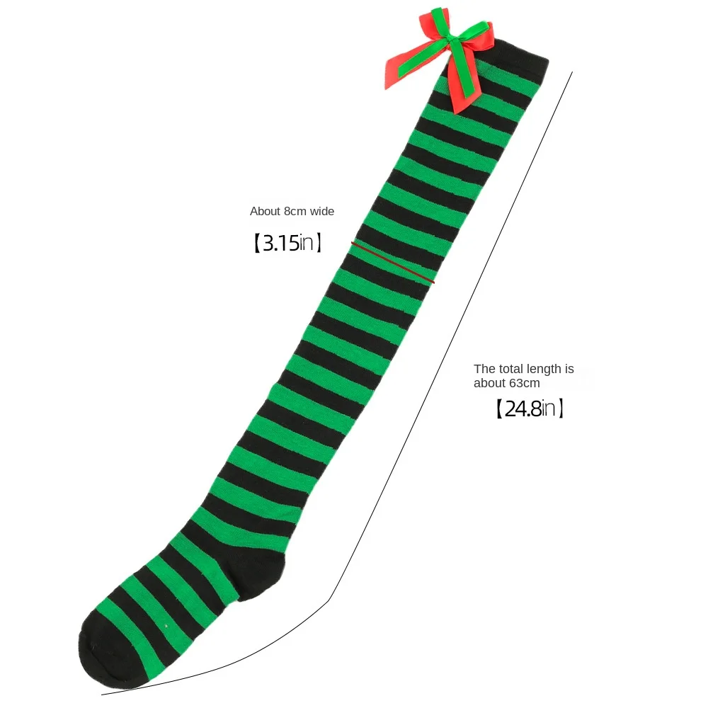 1 paar kerst gestreepte kniekousen, kerst kniekousen, kerst