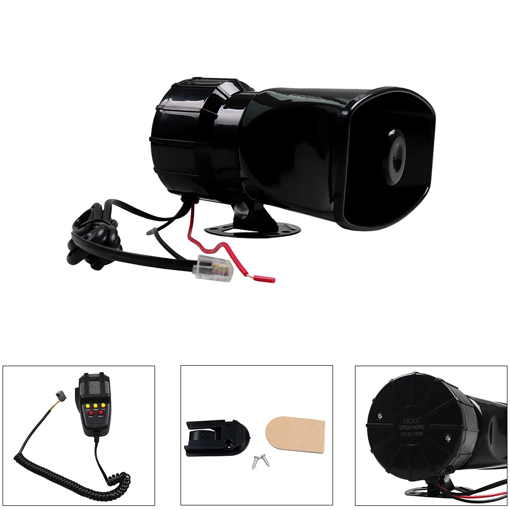 Bocina de Aire de 5 Sonidos, Altavoz PA de 12V 80W, Sirena de Policía y Bomberos de 130dB, Accesorios para Auto, Alarma de Advertencia para Vehículo