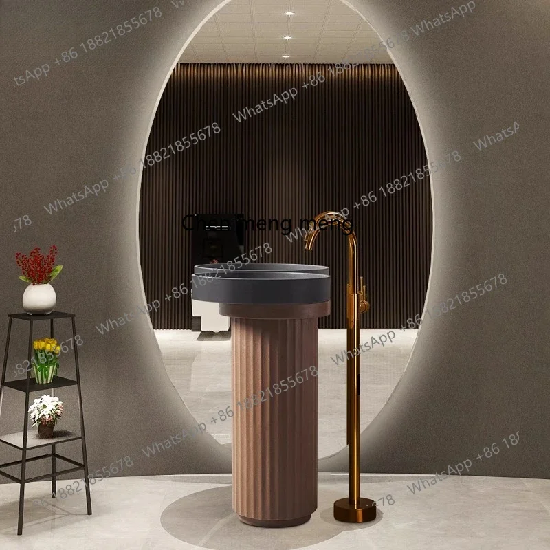 X  New creative art column washing table, commercial round floor washing table, column basin