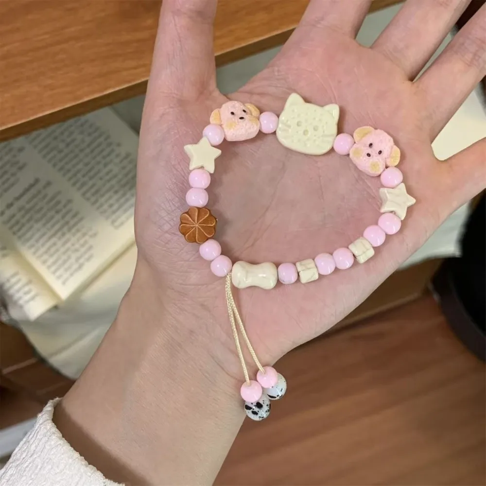 Creative Cute Dog Beaded Bracelet Star Wristband Biscuit Bear Bracelet Adjustable Cartoon Cat Beads Bracelet Gifts