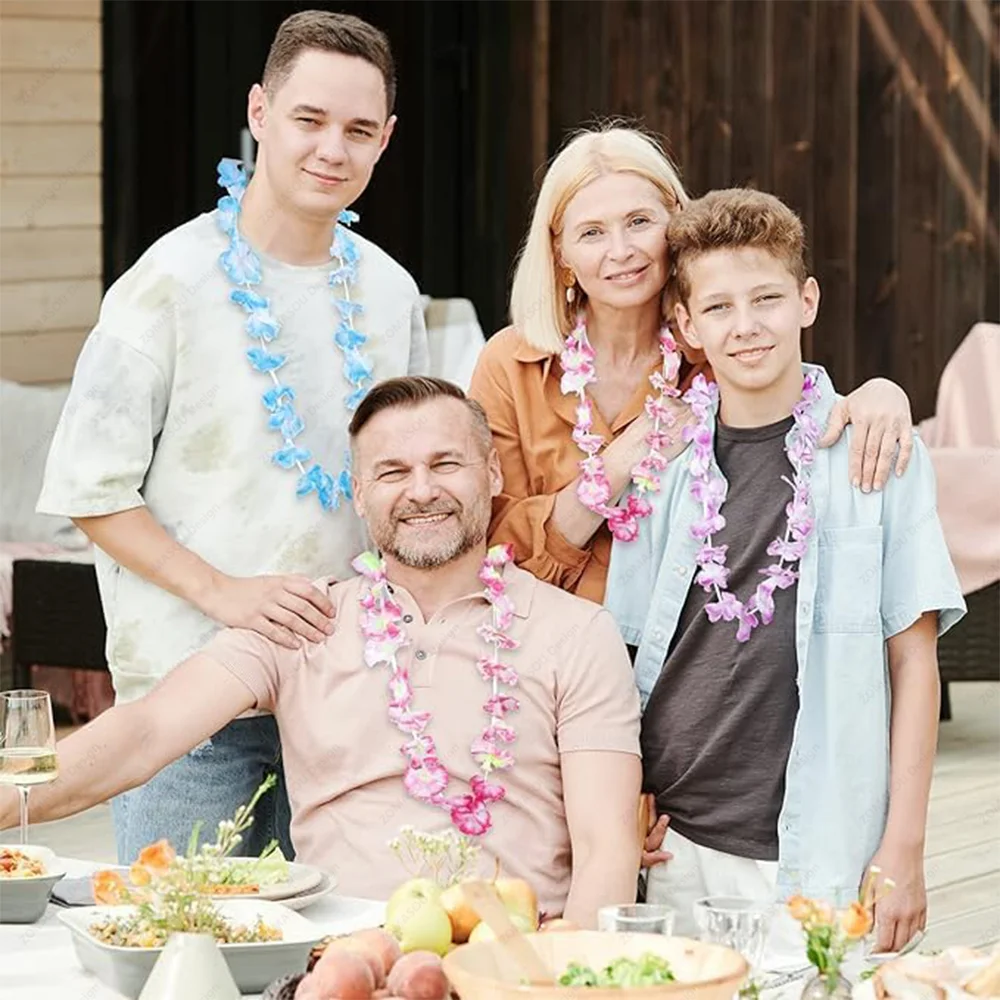 1–150 Stück hawaiianische Leis Bulk hawaiianische Blumen-Halskette, Sommer-Tropen-Girlande, Geburtstagsparty-Dekoration, Luau-Hochzeit, künstliche Blume – Detail 2