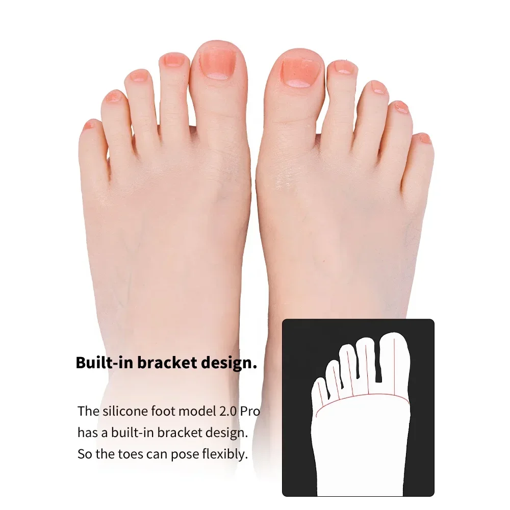 Platinum Silicone Foot Mannequin Feet with Flexible Toes for Sock Drawing Shoe Display and Collection