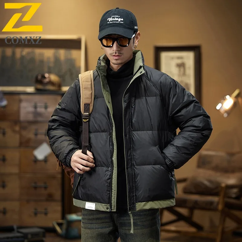 COMXZ Winter Men's Hooded Windbreaker Windproof Thermal Coat Thickened Cotton Jacket Waterproof suitable Hiking Camping Fishing