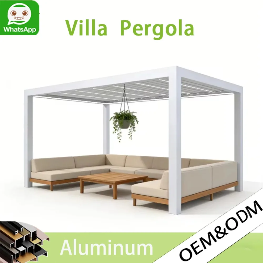 Pérgola de Aluminio Moderna Personalizada, Gazebo para Exteriores, Impermeable, Toldo para Jardín, Patio o Terraza