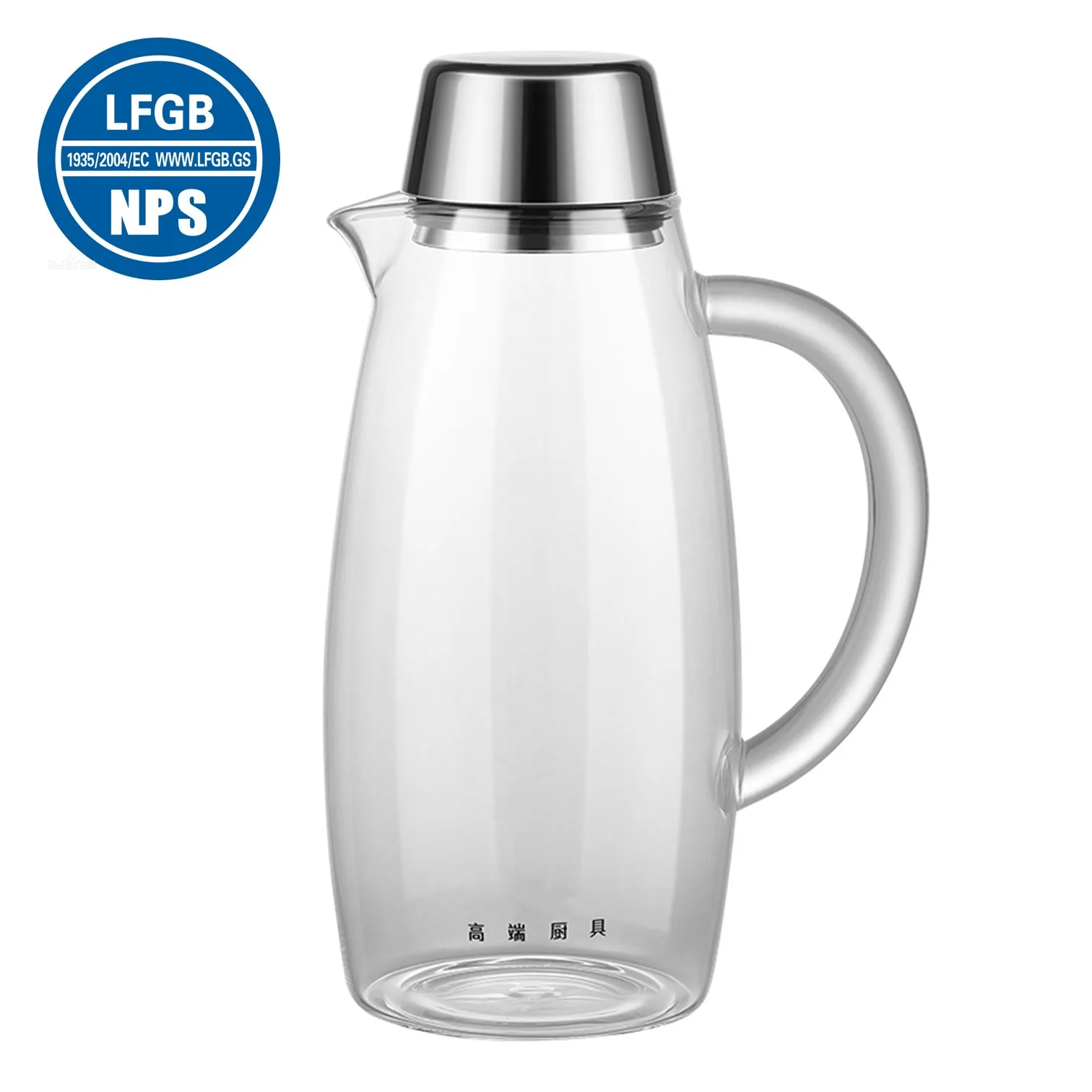 LFGB 인증 고경도 고붕규산염 유리 물병, 투명 병,-20 ℃ ~ 400 ℃, 내성 2L 수통