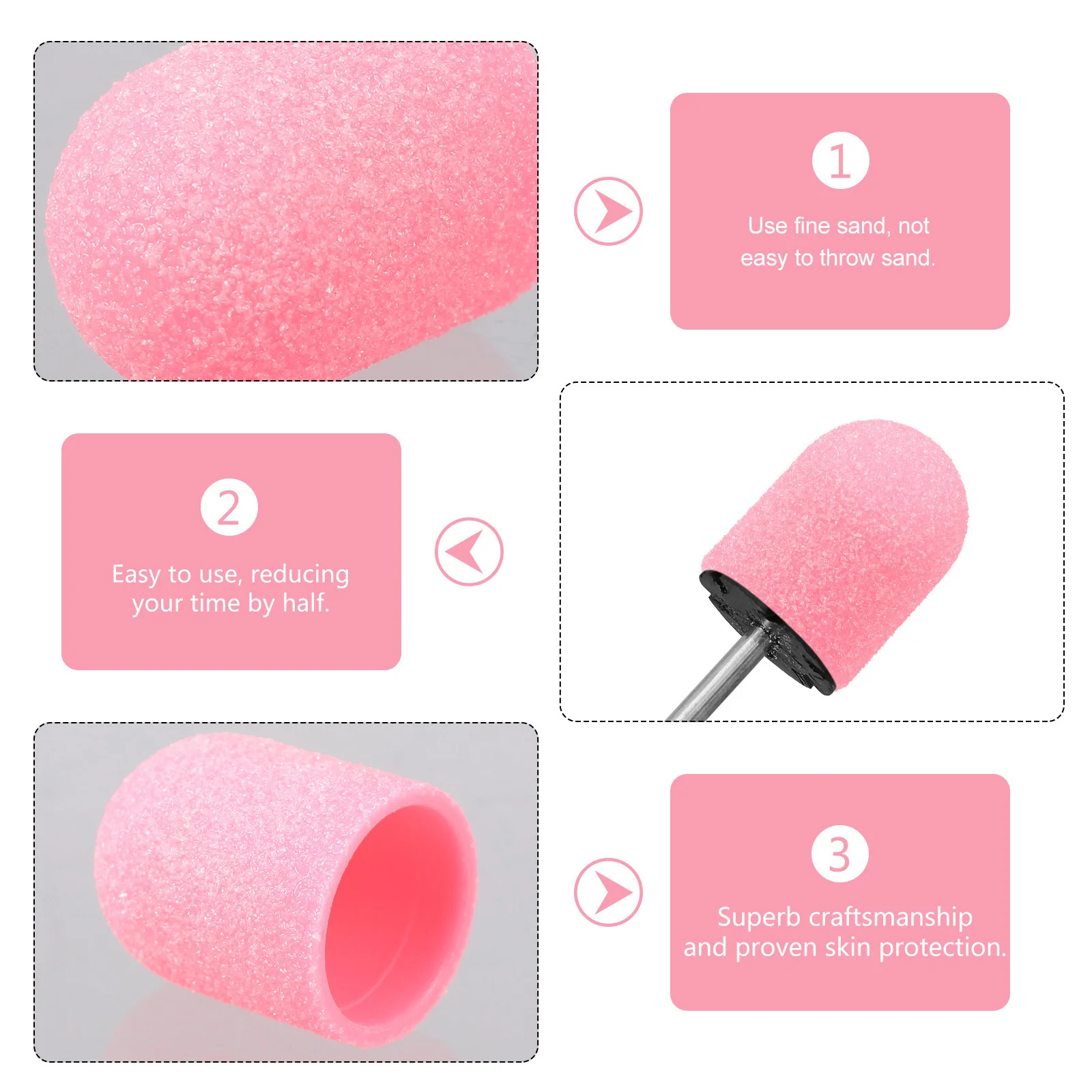 

10pcs Sanding Cap Nail Grinding Head Wear-Resistant Rust-Proof Manicure Tool Kit Portable For Cuticle Care Nail Art Polish Drill