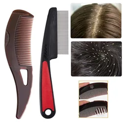 2pcs Dandruff Comb Set Fine Tooth Comb Scalp Psoriasis Comb Scalp Oil Buildup Removal Wide Hollow Tooth Button Hairbrush Combs