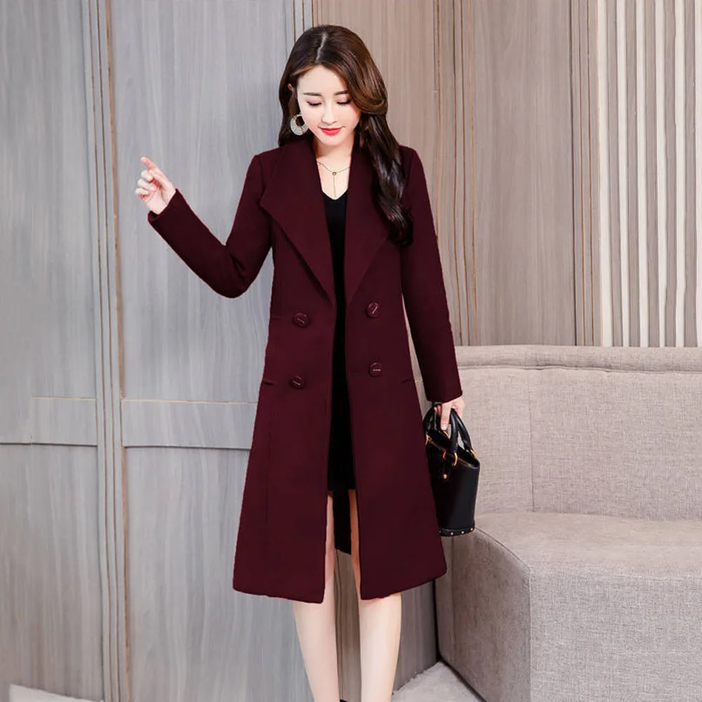 Fashion Loose Woolen Long Coat Women's Autumn And Winter Cotton Warm Slim Women's Temperament Casual Woolen Coat Women's Tide.