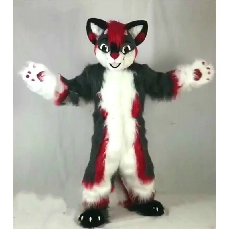 

Husky Ad Mascot Costume Long Fur Outfits Fursuit Halloween Cosplay Party Carnival for Xmas/Easter