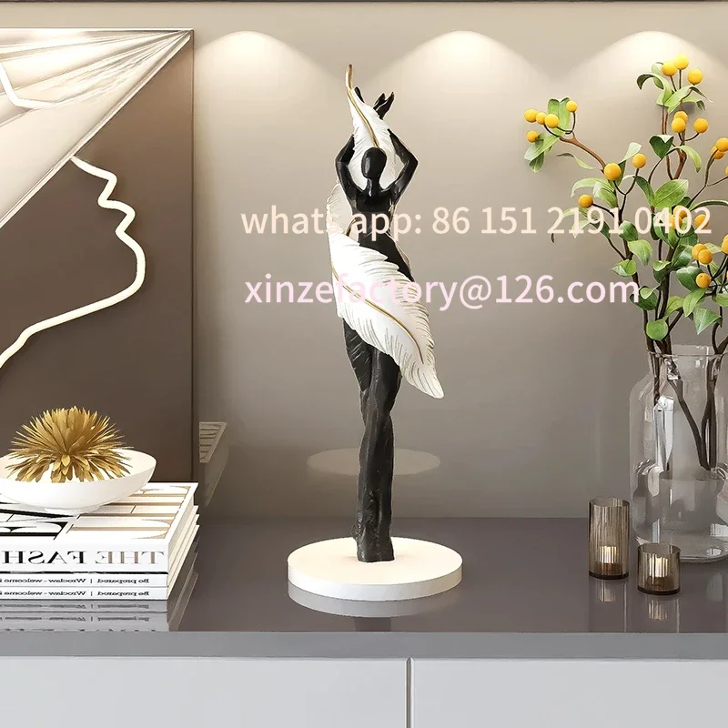 

Customizable Creative Feather Girl Sculpture Resin Material Ornament Desktop Luminous Decoration Character Statue Modern Nordic
