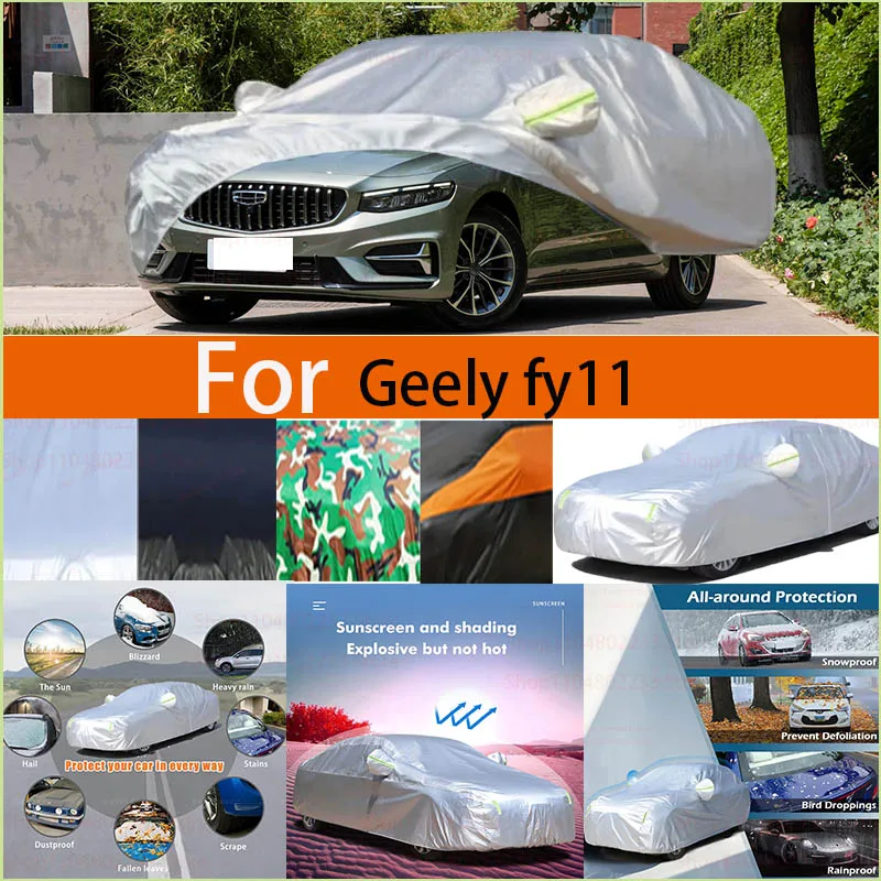 

Black and Silver Universal Car Cover Waterproof Dustproof Outdoor Protection Full Rain Snow UV Protective for Geely Fy11