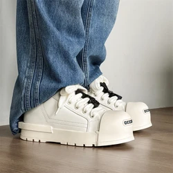 2025 Spring New Street Style Casual Flat Sneakers For Men's Women's Teenagers Daily Dress White Black Height Increasing Shoes