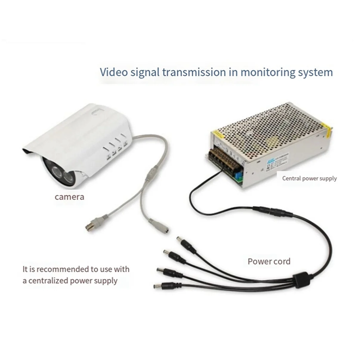 Câble d'alimentation CC 1 en 4, câble de Roi ation 1 en 4, alimentation centralisée 12V, accessoires de caméra de surveillance