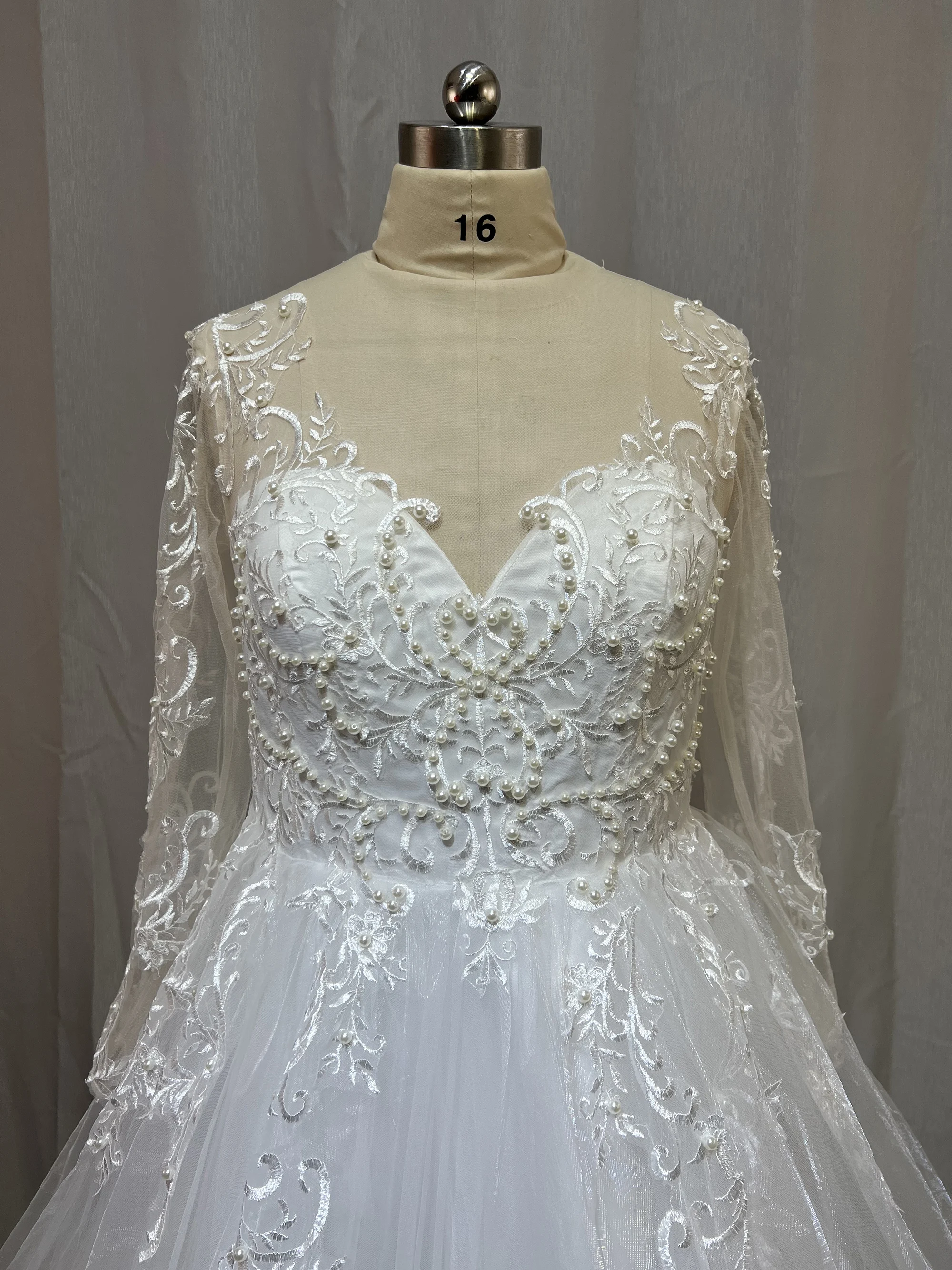 MYYBLE-vestido de Novia de encaje bonito, vestido de novia de manga larga transparente, ilusión hecha a medida, línea A, 2021