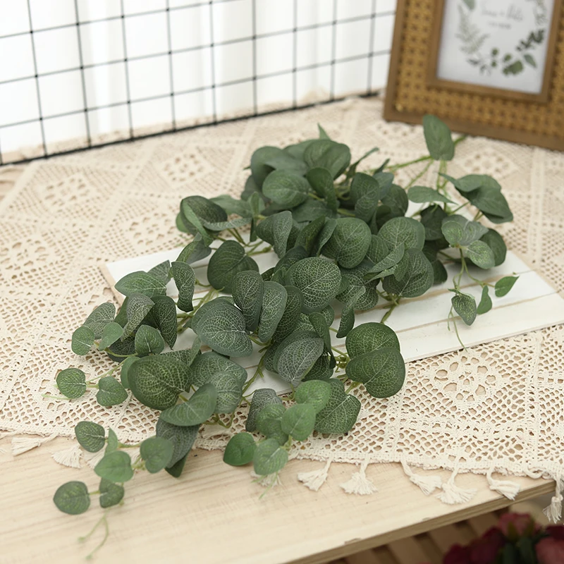 76cm Artificial Plants Hanging Eucalyptus Vine Outdoor Background Wall Rattan Home Wedding Garden Living Room Wreath Decoration