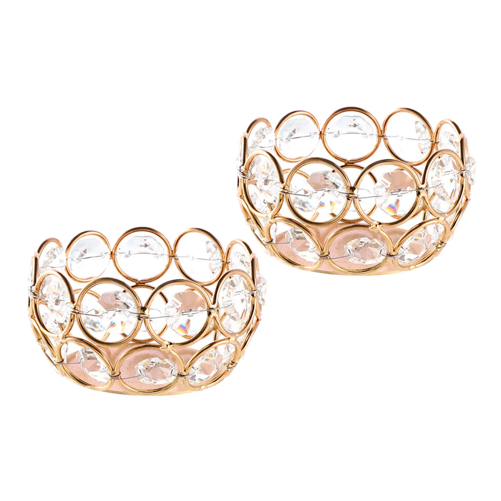2Pcs Crystal and Iron Stands Vintage Style Elegant Tea Light Holders for Wedding Home Decor Party Decoration Crystal
