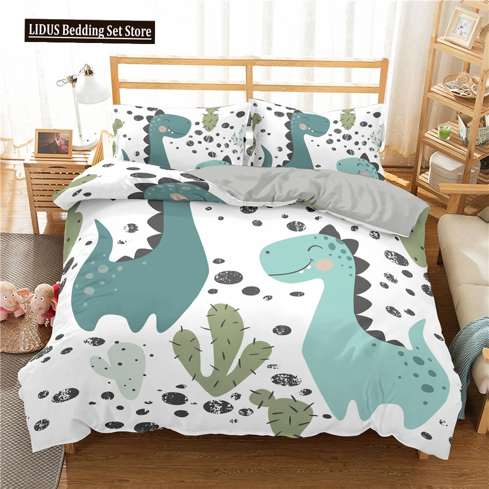 

Cartoon Dinosaur Duvet Cover Animal Bedding Set Microfiber 3D Print Comforter Cover For Girl Boy Bedroom Double Single Size