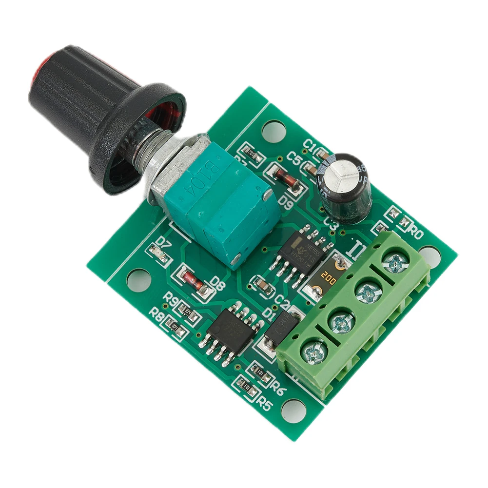 1.8V to 15V Adjustable DC Motor Driver Board with Linear Potentiometer Control and 26x26mm PCB Mounting Footprint