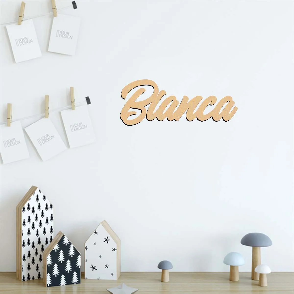 1pc Lovely Bianca example Customized Name Wooden Decor Laser-Cut Sign Wooden Plaque Handcrafted with Elegant Cursive Lettering