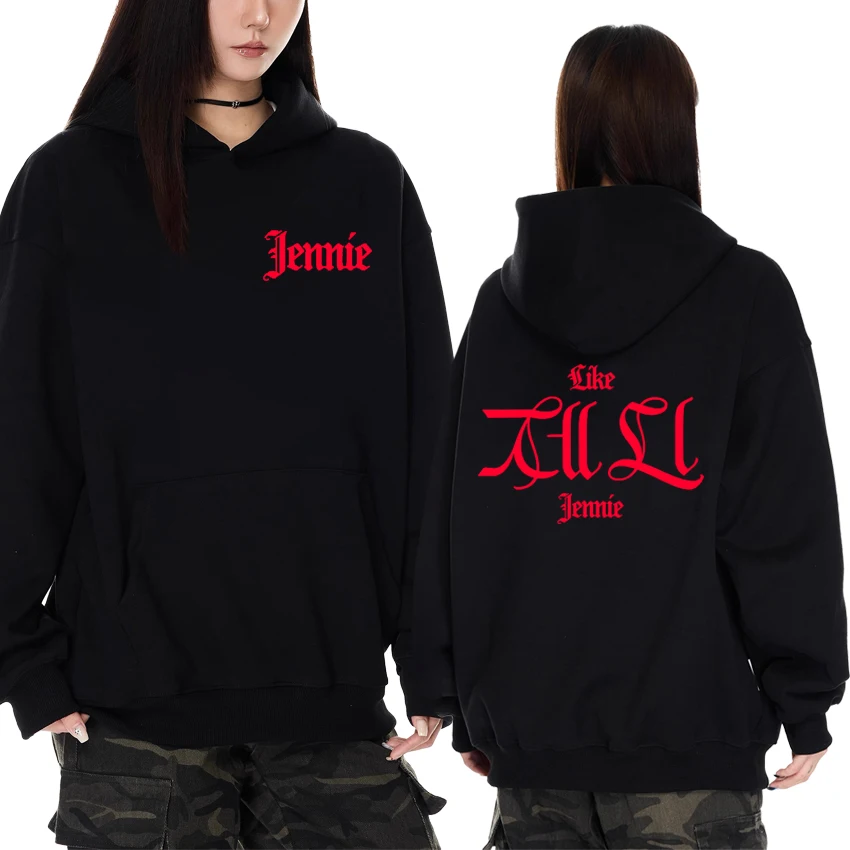 

2025 New in Like JENNIE Ruby Album Single Double Sided printed Hoodie Unisex fashion Y2k pullover Men women Fleece Sweatshirt