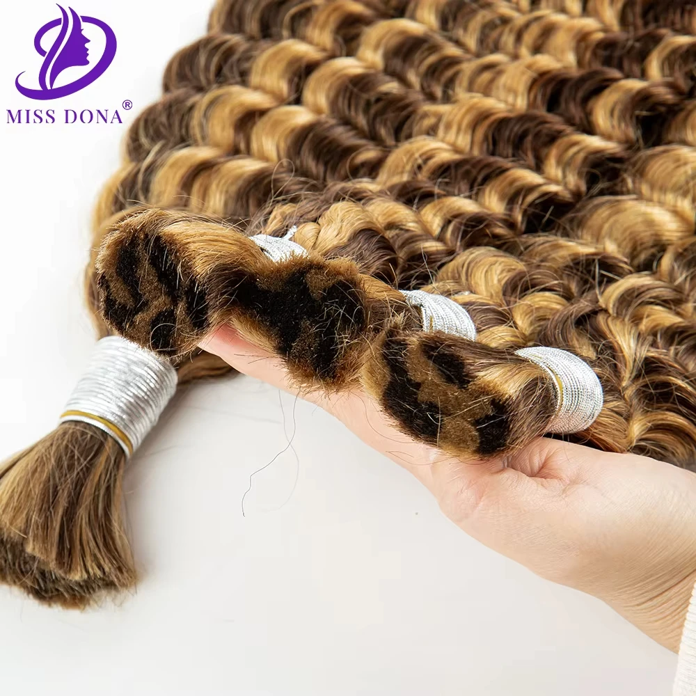 Mettre en évidence vague profonde Boho tresses cheveux humains P4/27 miel blond cheveux humains tressage pour armure Ombre cheveux humains humides et ondulés