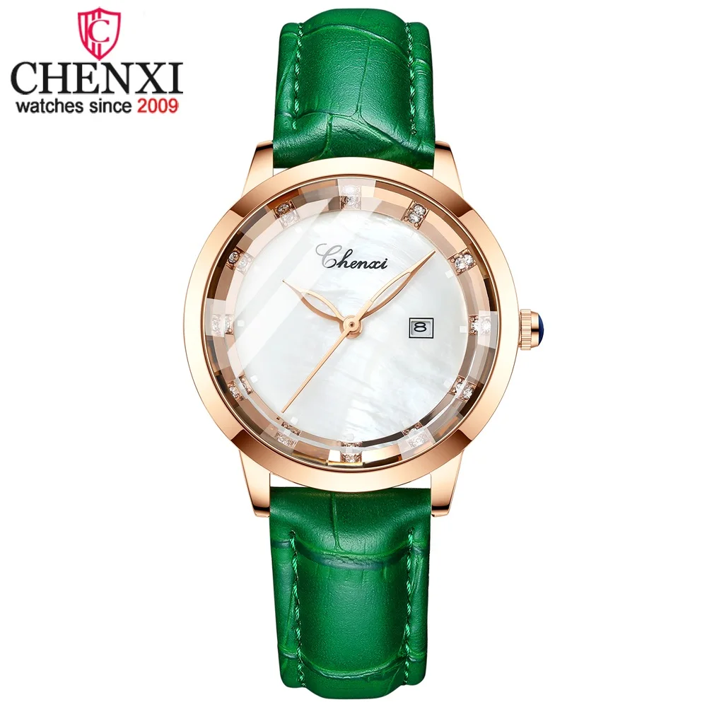 CHENXI Fashion Ladies Watches Simple Round Dial Clock Casual Leather Waterproof Watch Analog Quartz Women Wristwatch