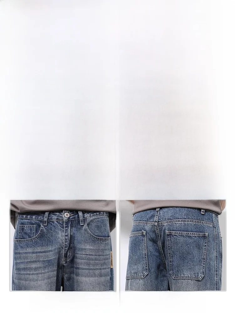 الرجعية الأمريكية الدينيم الجينز الرجال فضفاض مستقيم عارضة العلامة التجارية الربيع الصيف جديد Sle ملابس الشباب مزيج القطن والبوليستر #2