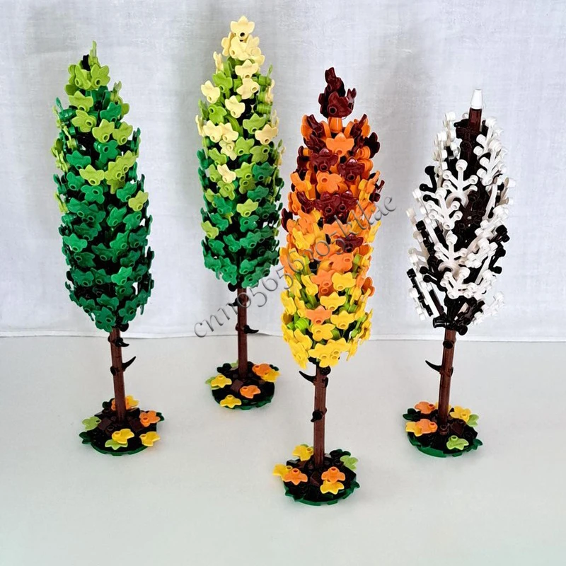 1291 PCS 사계절 포플러 MOC 맞춤형 모듈식 블록 창의적 디자인 교육용 DIY 소년 조립 장난감 선물