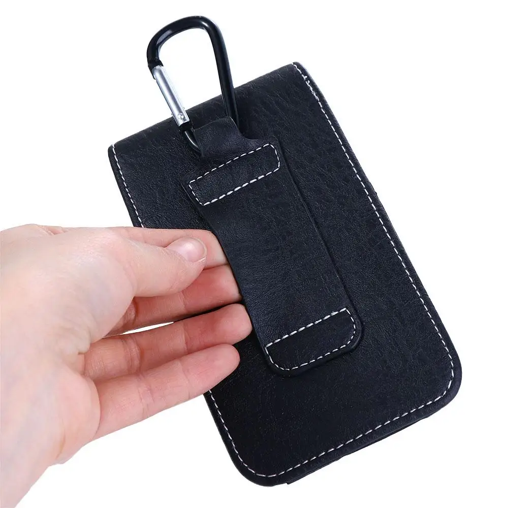 Étui multifonctionnel en cuir pour téléphone, poches à rabat, clip de ceinture, sac banane, housse de camping, porte-cartes