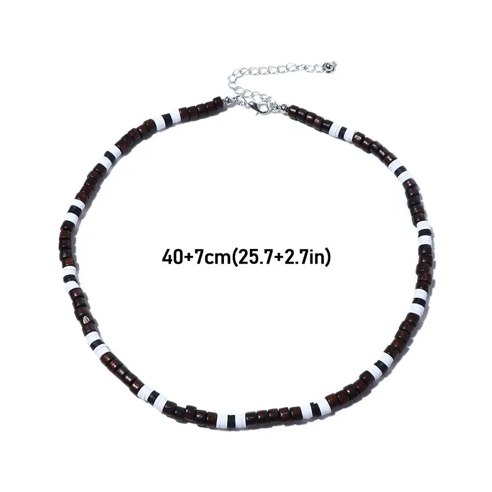Soft Pottery Piece Temperament Wood Beaded Simple Geometric Necklace Bohemian Style Collar Men Choker Fashion Male Necklace