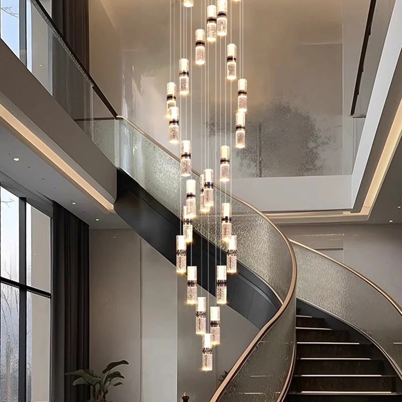 Imagem -03 - Modern Crystal Chandelier For Home Decoration Stair Pendant Lamp Living Room Pendant Lights Iluminação Interior