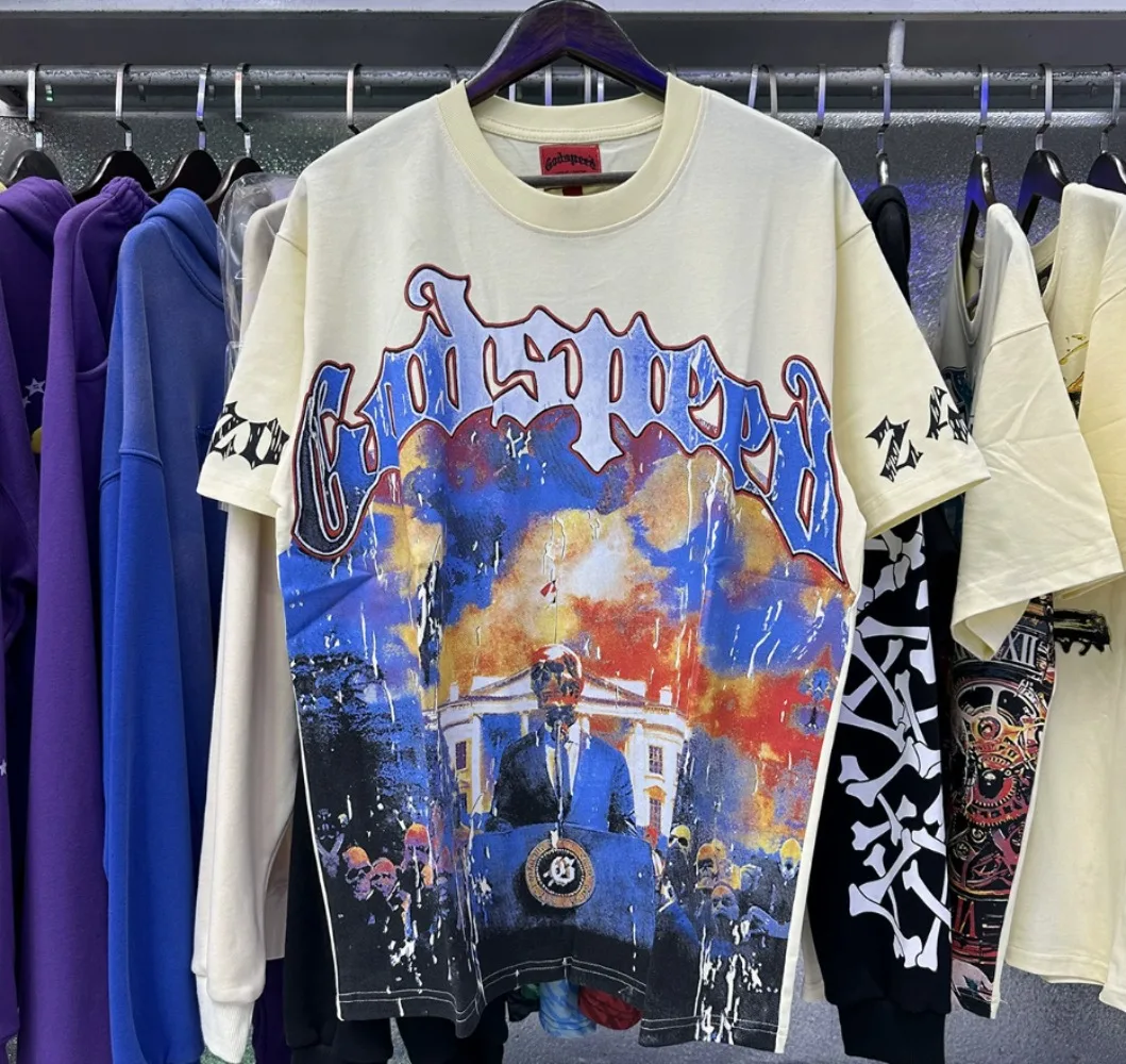 جديد Godspeed الهيكل العظمي لاعب البيسبول طباعة تي شيرت أفضل نوعية القطن عادية المحملة القمم خمر الأسود المتضخم الهيب هوب تي شيرت