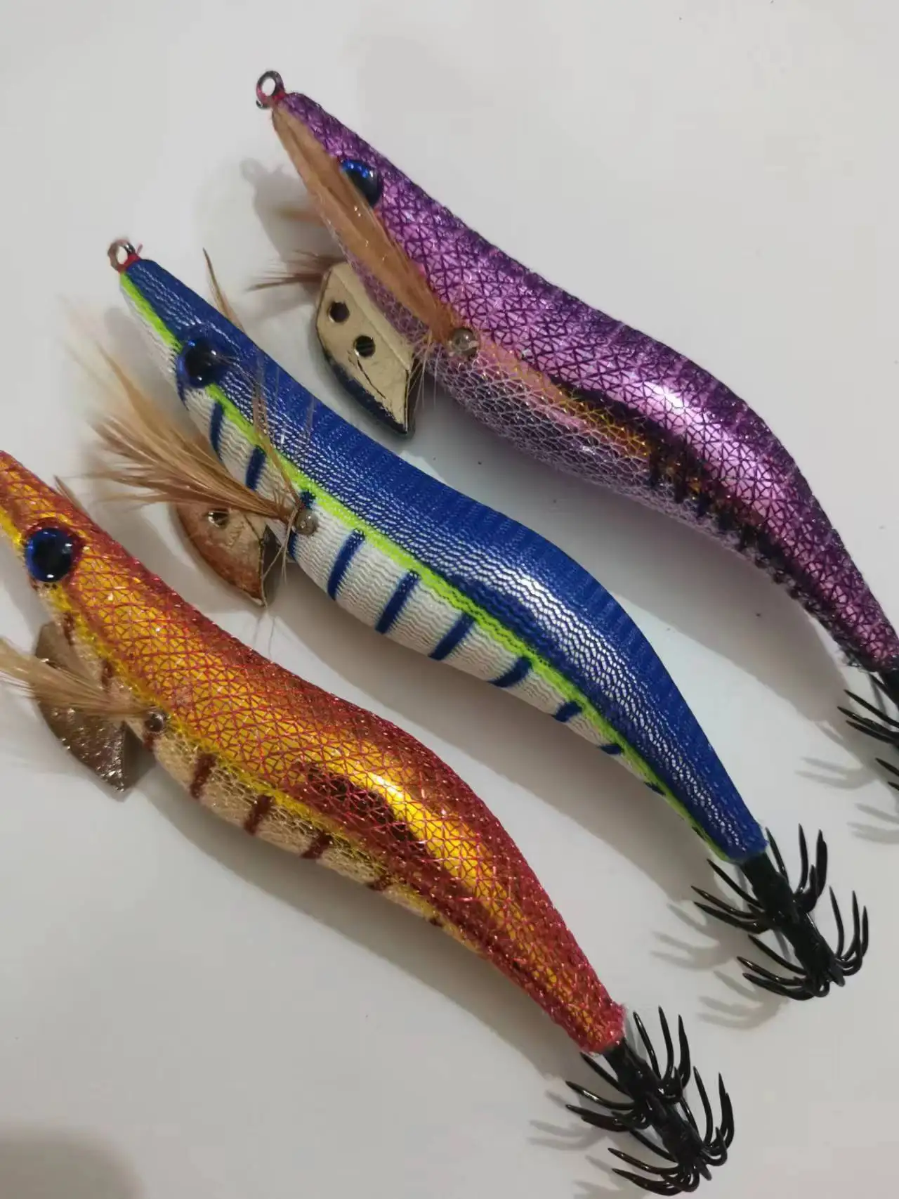 1 Pcs Jigs Lure Shrimp Flick Squid Hooks Pack Bait 2.5# 3.0# 3.5#