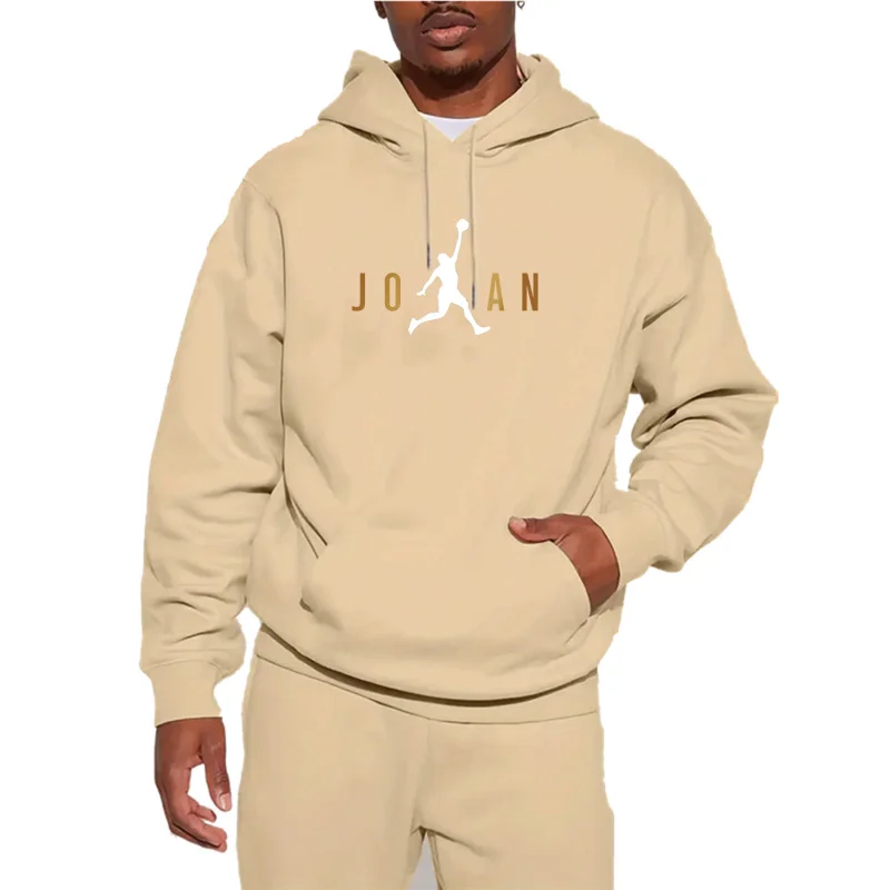 Men's Basketball Fan Inspired Hoodie  Dunk Player Silhouette & Letter Print Casual Loose Pullover Sweatshirt with Kangaroo Pocke