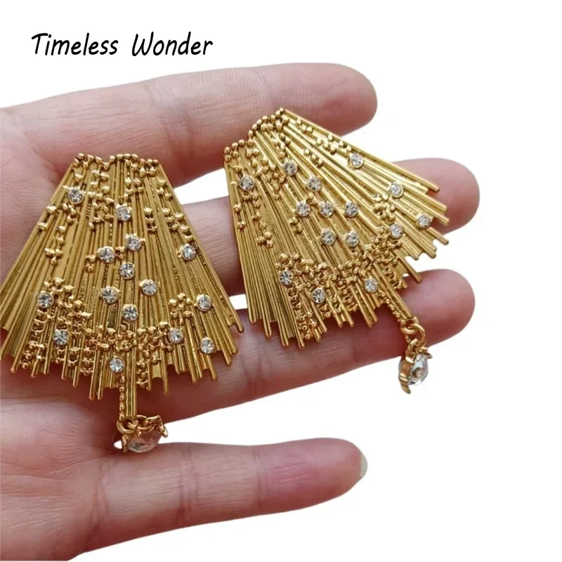 Timeless Wonder Fancy Zircon Geo Statement Necklaces for Women Designer Jewelry Runway Trendy Party Rare Sweet Top Set 3628