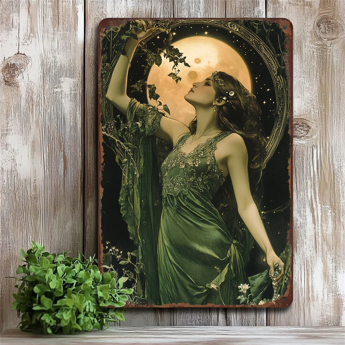 1PC Vintage Fairy และ Moon ป้ายเหล็ก 8x12 นิ้ว Vintage Wall Art ตํานานตัวละครตกแต่งแผ่นเหมาะสําหรับของขวัญตกแต่งบ้าน