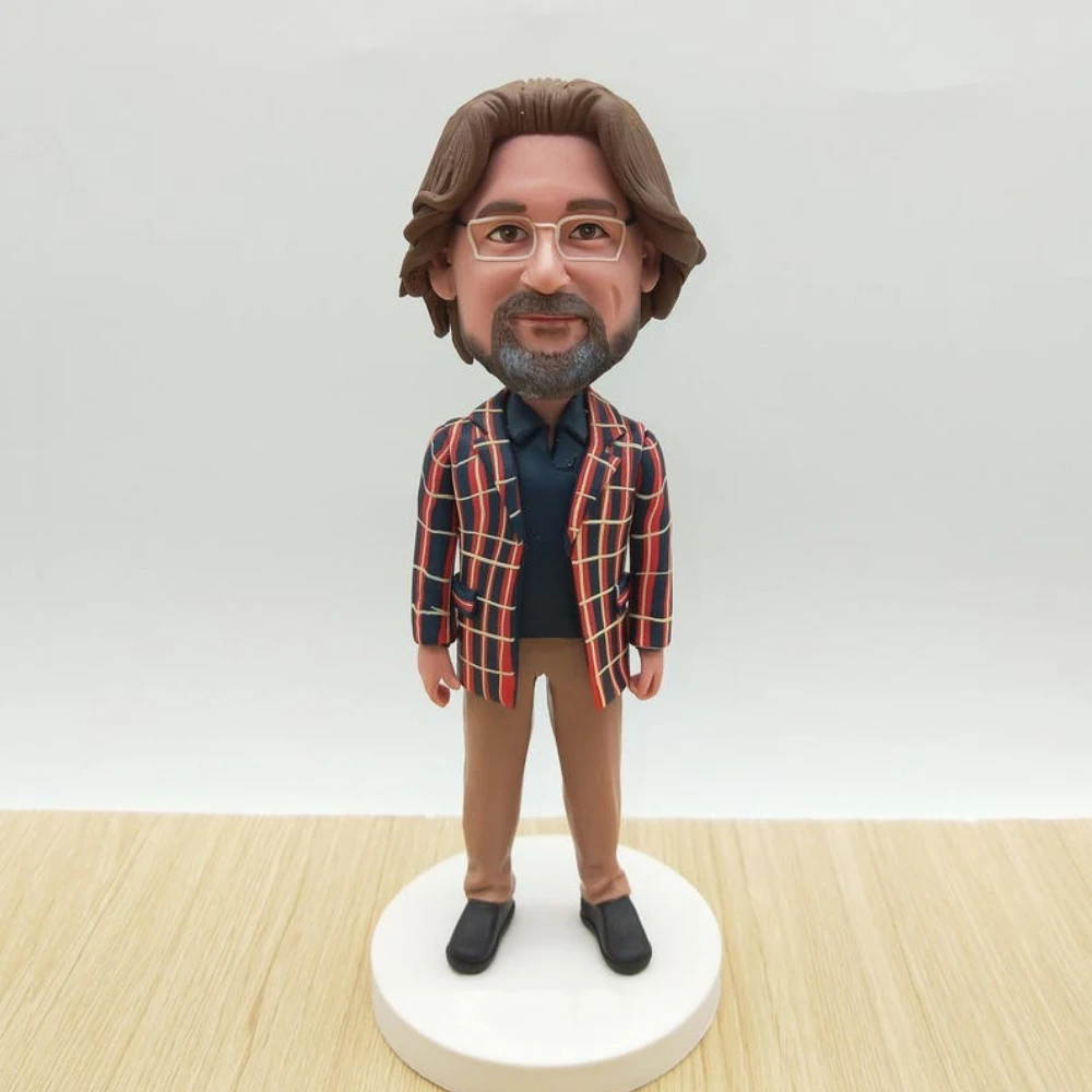 

Bobblehead Handmade Clay Figurine Gift for Him Her Couple Wedding Anniversary Personalized Clay Doll from Picture Gift