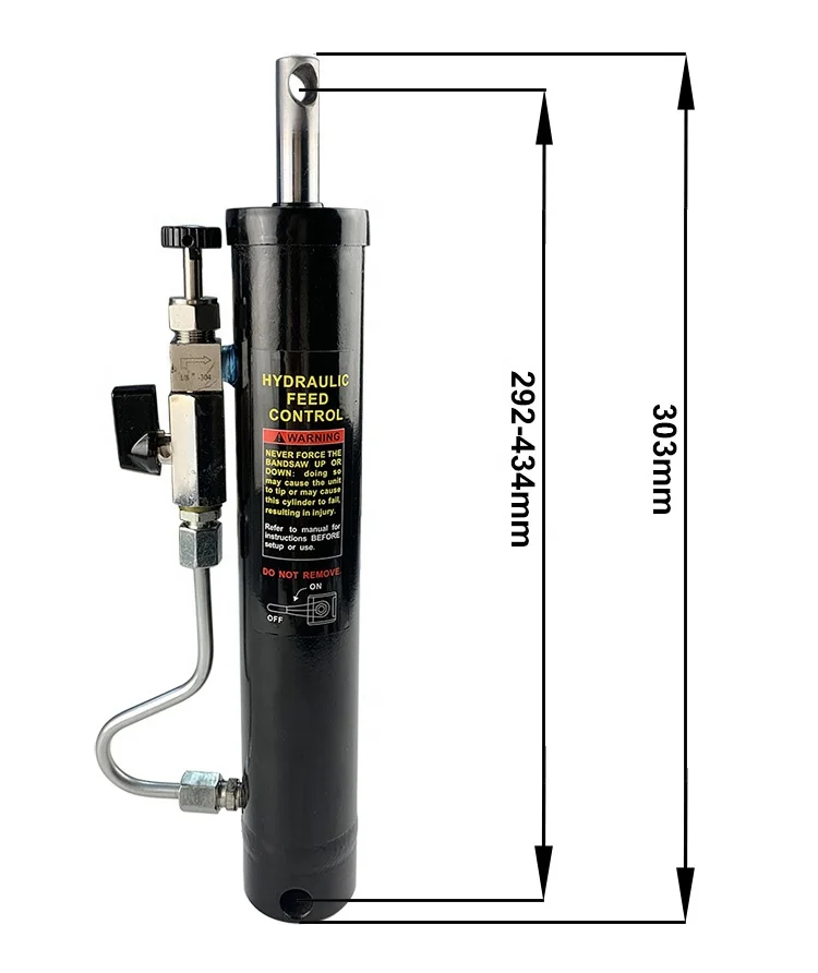 hydraulic downfeed control cylinder for metal bandsaw