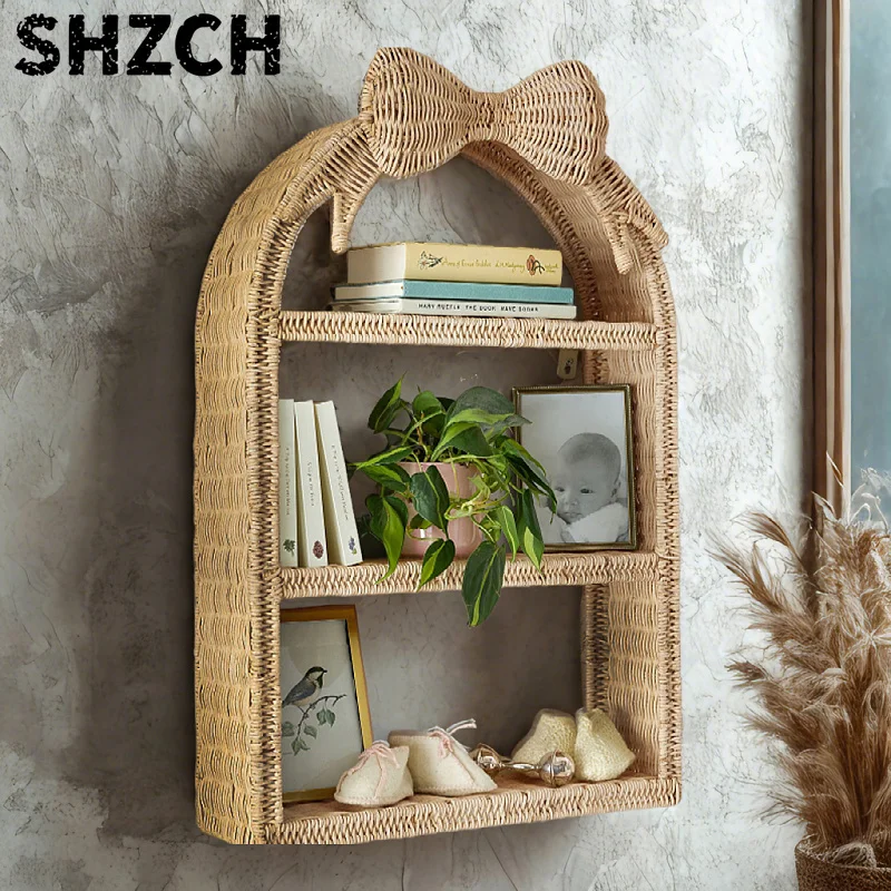 Creative Butterfly Wall Storage Shelf Rustic Floating Bookshelf Home Decor Organizer for Living Room Wall Decorative Rack