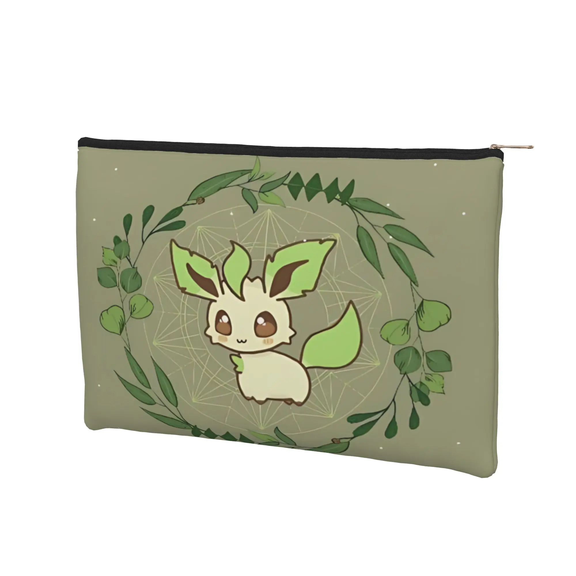 anime Stylish Cute pouch Pokemon Eevee Eeveelution Makeup Bag Leafeon Toiletry Bag with Zipper Toiletry Organizer