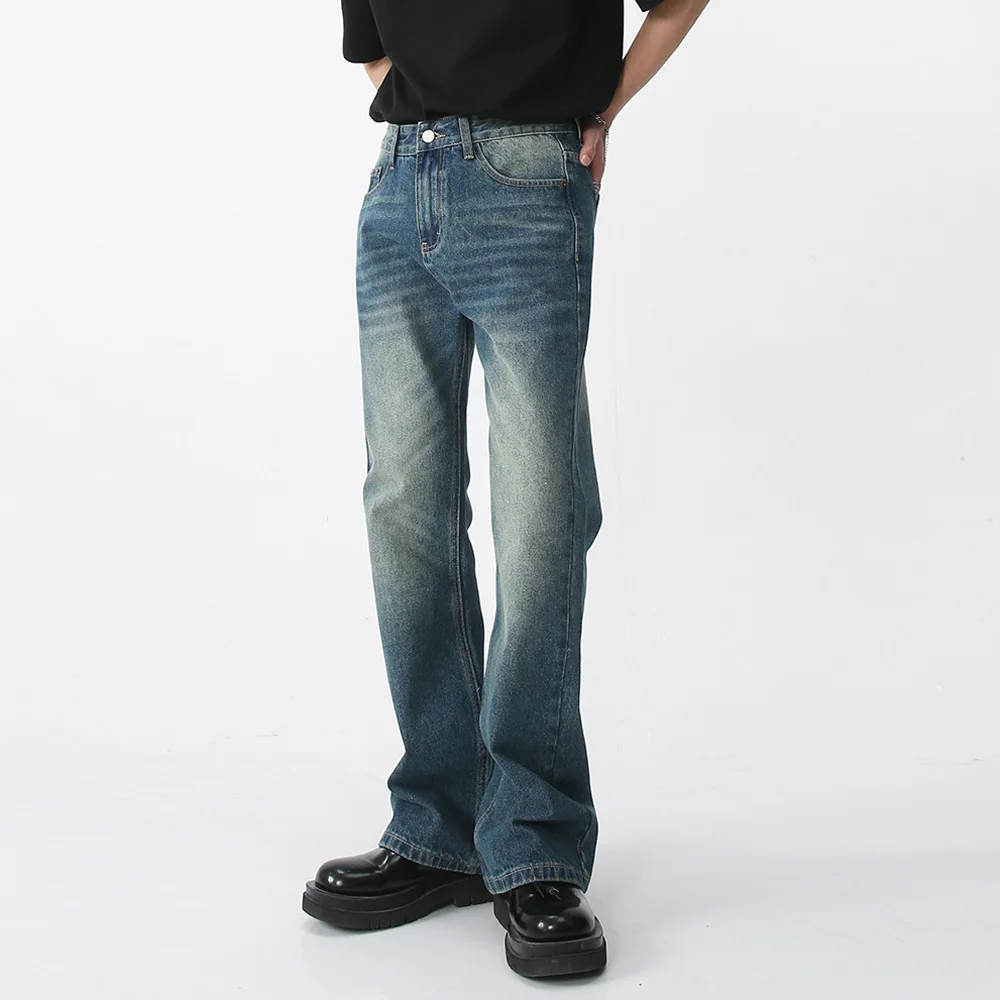Pantalones vaqueros de mezclilla Acampanados para hombre, ropa de calle de estilo japonés y coreano, Estilo Vintage, informal, Hip Hop