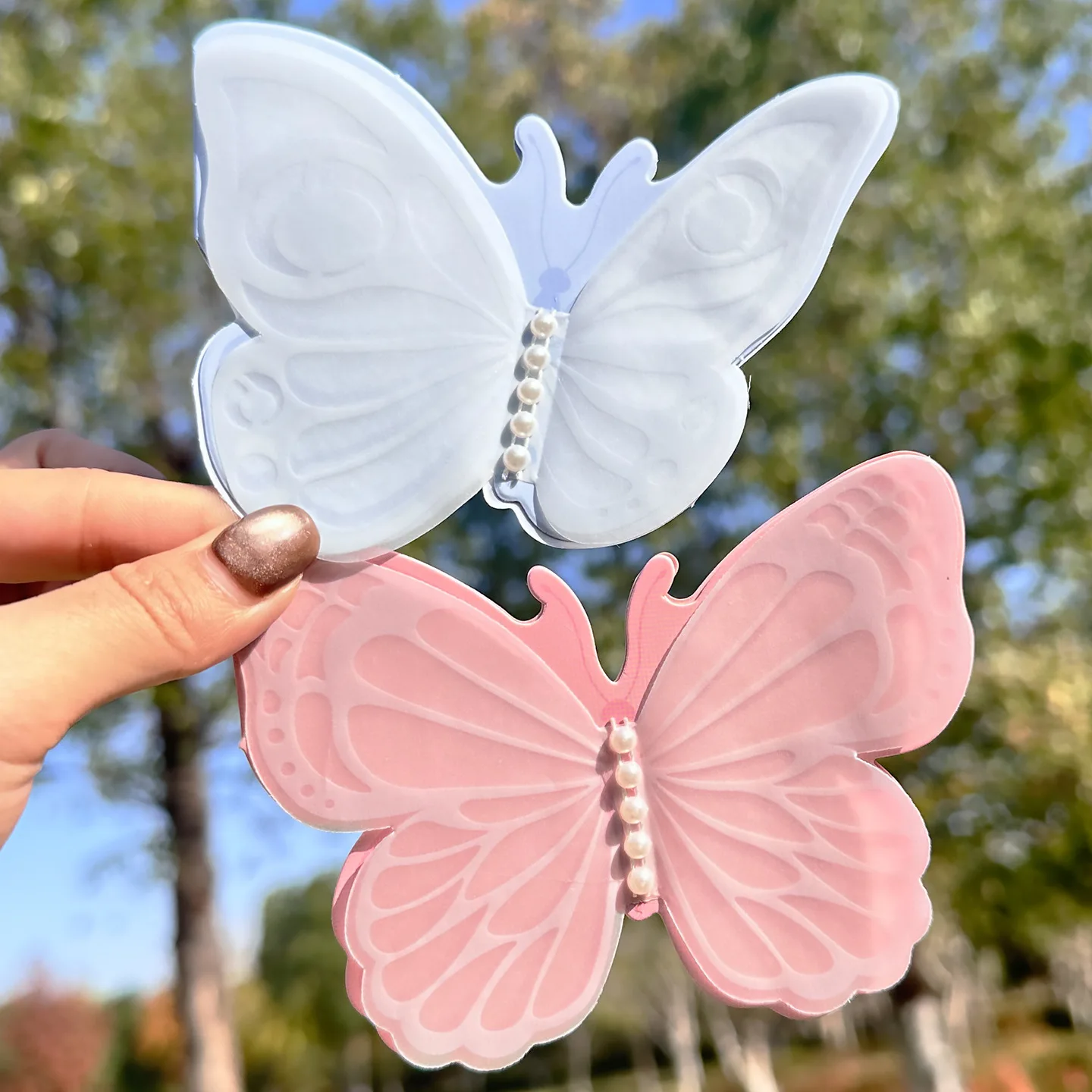 

1/4Pcs Pink Floral Butterfly Pop-Up Card with Pearl Accessories Holiday Gifting Birthday Greeting Card With Envelope