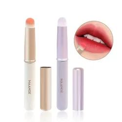 Professional Mini Lip Brush with Lid Portable Round Head Dizzy Dye Lipstick Smudge Lip Concealer Brush Detail Circular Makeup Br