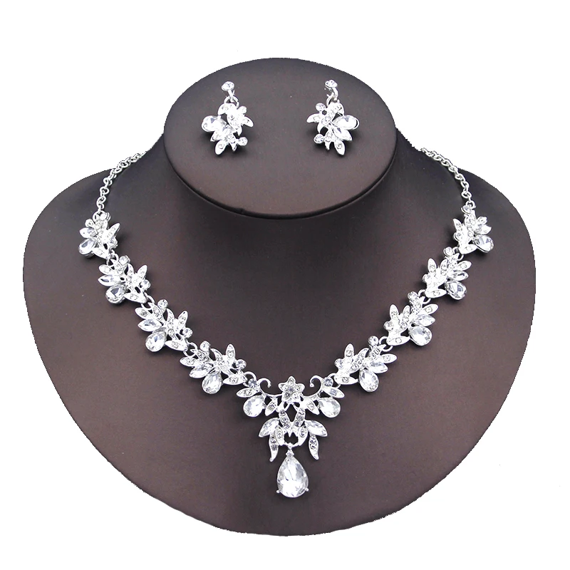 Luxury Purple Crystal Star Rhinestone Bridal Jewelry Sets for Women Bride Necklace Earrings Wedding Jewelry Set Fashion