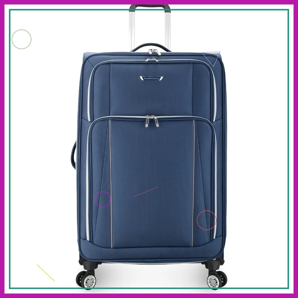 

Expandable Softside Luggage with Spinner Wheels, Navy Blue, 30-Inch Checked Suitcase for Travelers
