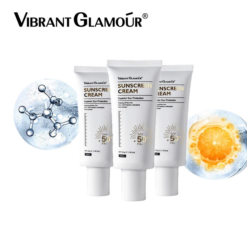 VIBRANT GLAMOUR Sunscreen Cream SPF50+ Anti-Aging Uv Whitening Brighten Moisturizing Body Protection Skin Repair  50g