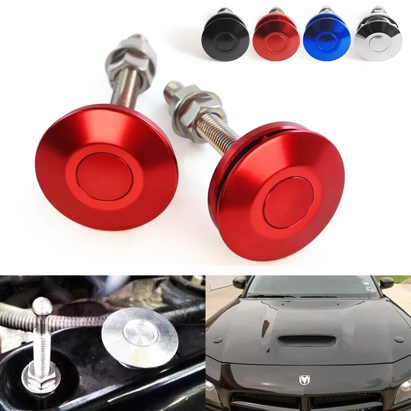 

2 Pcs Quick Latch Hood Pins Universal Quick Release Latch Push Button Quick Release Hood Bonnet Pins Lock Clip Kit