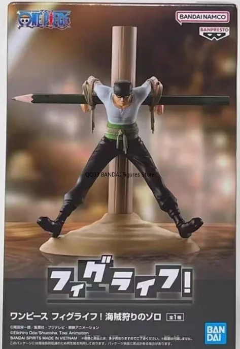 Bandai anime uma peça figlife caçador de recompensas roronoa zoro caneta titular figura ação modelo ornamentos desktop colecionáveis