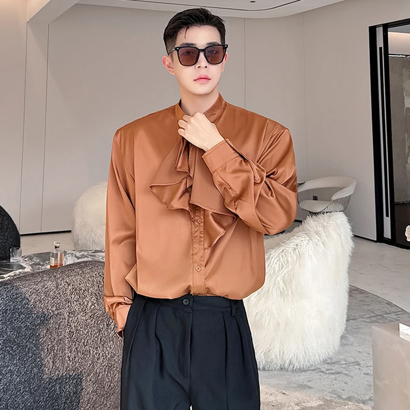 LUZHEN French Niche Design Long Sleeve Shirts Men\'s Elegant Solid Color Original Fashion Tops Gentleman Clothes 2024 New LZ2943