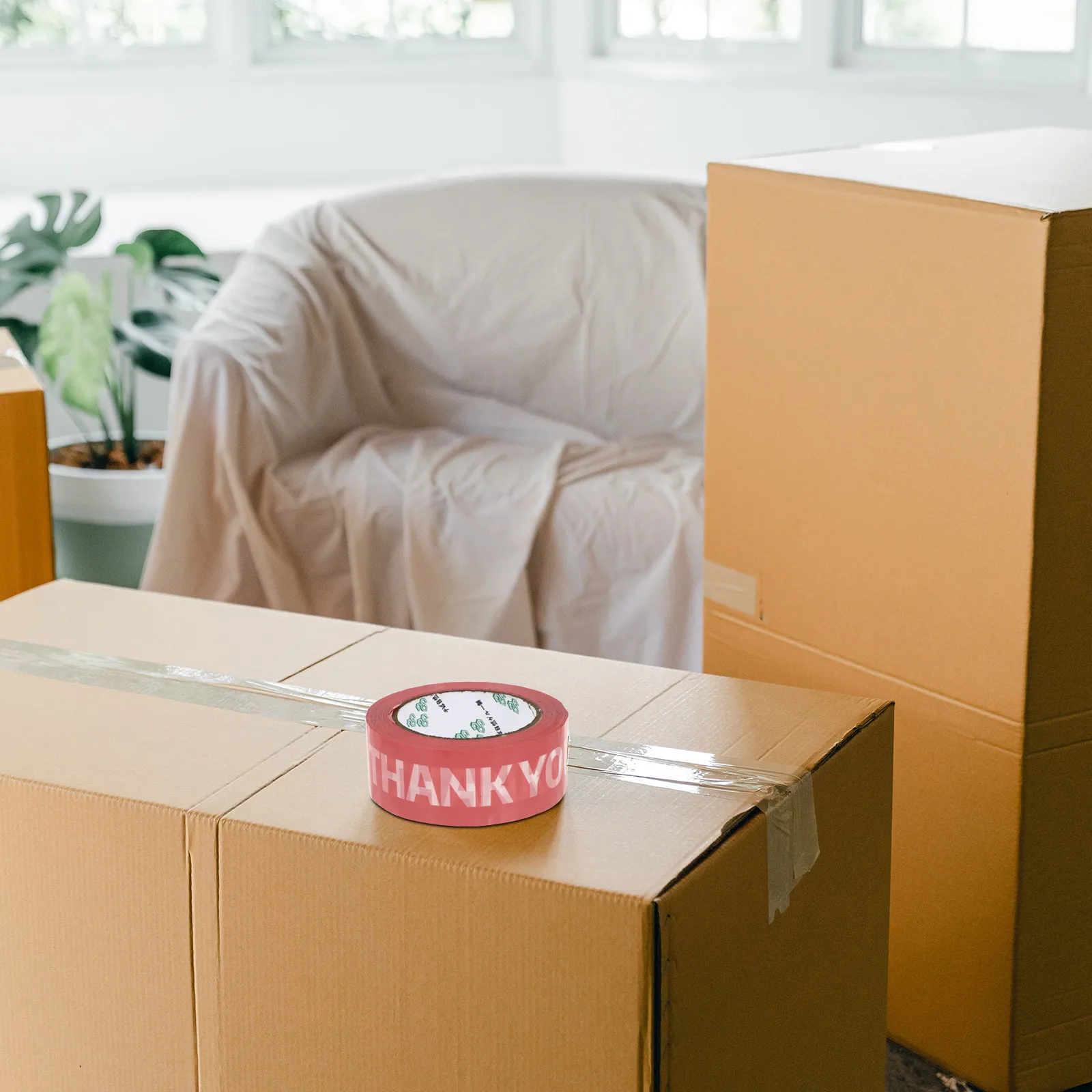 

Pink Sealing Tape Plastic Decor Packing Boxes Crafts Holiday Gift Wrapping Thank You Tape Multi Purpose Strong